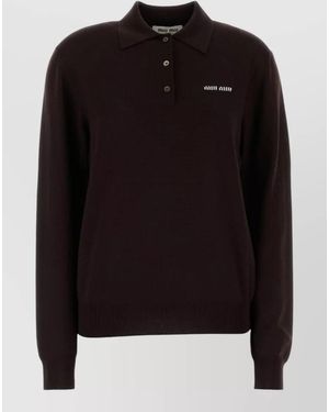 Miu Miu Wool Polo Jumper - Black
