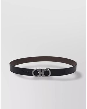 Ferragamo Leather Reversible Adjustable Belt - Metallic