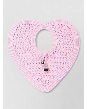 Jacquemus Heart Crochet Top Handle Tote Bag Charm - Pink