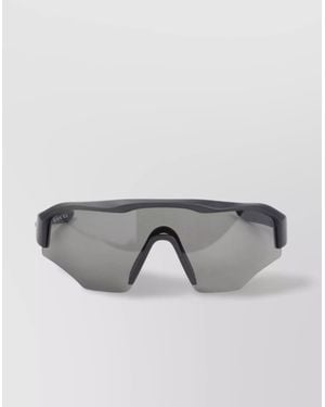 Gucci Acetate Sunglasses With Metallic Frame And Curved Temples - Gray