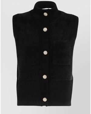 Blugirl Blumarine High Neck Sleeveless Knitwear Embellished Buttons - Black