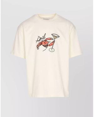 Drole de Monsieur Graphic Print Crewneck T-Shirt Le Homard Design - Natural