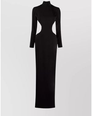 Monot Cutout High-Neck Long-Sleeve Maxi Dress - Black
