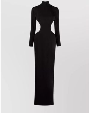 Monot Cutout High-Neck Long-Sleeve Maxi Dress - Black
