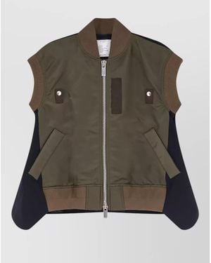 Sacai Nylon Jacket Back Fabric Panel Design - Green