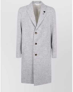 Lardini Herringbone Pattern Coat - Gray