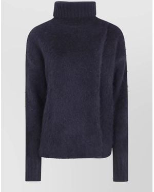 Uma Wang Alpaca Wool High-Neck Sweatshirt - Blue