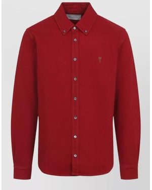 Ami Paris Adc Shirt Button Down Collar Long Sleeves - Red
