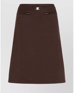 Courreges Logo Midi A-Line Skirt - Brown