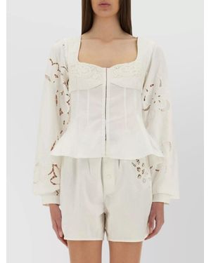 Marine Serre Cotton Fitted Blouse - Natural
