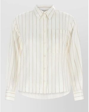 Peserico Silk-Blend Striped Shirt - White