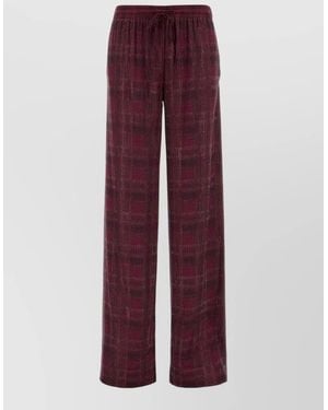 Ermanno Scervino Silk Checked Crystal-Embellished Wide-Leg Pants - Purple