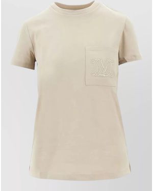 Max Mara Nylon Silk Top Short Sleeves Crew Neck - Natural