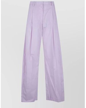 Thelatest Billie Popeline High Waist Wide Trousers - Purple