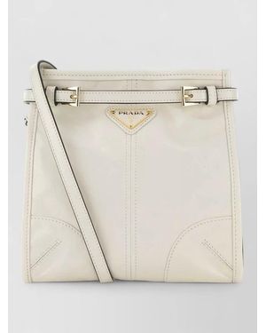 Prada Leather Bonnie Mini Crossbody Bag Adjustable Strap - White