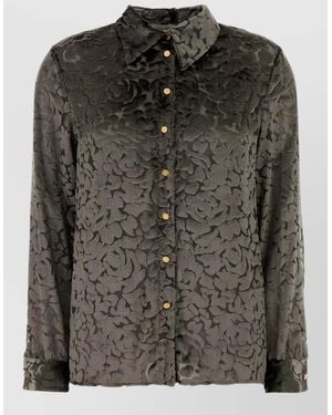 Alberta Ferretti Collared Floral Shirt Lightweight Long Sleeves - Black