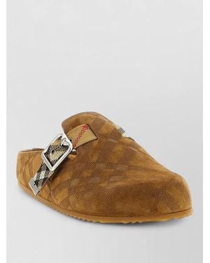 Burberry Urchin Mules Clog Heel Type Pattern Toe - Brown