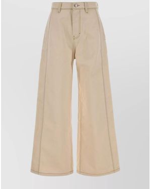 Ami Paris Denim Wide-Leg Jeans - Natural