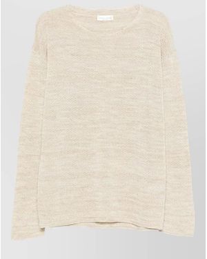 Roberto Collina Lightweight Knit Long Sleeve Round Neck Jumper - Natural