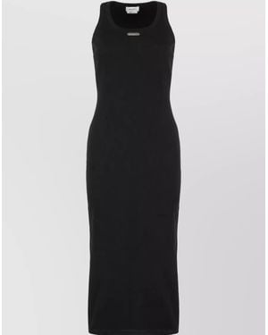 McQueen Ribbed Sleeveless Midi Dress - Black