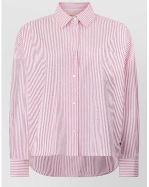 Weekend by Maxmara Aureo Striped Cotton Shirt Relaxed Fit - Pink