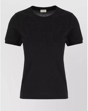 Saint Laurent Crew Neck Regular Fit Short Sleeve Top - Black