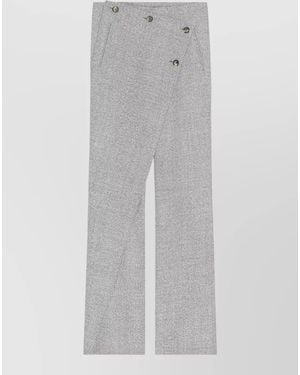 Courreges Textured Wool Asymmetric Wide-Leg Pants - Gray