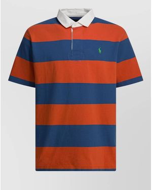 Polo Ralph Lauren Short Sleeve Stripe Pattern Polo Shirts - Orange