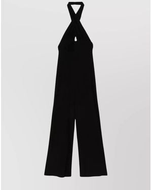 Norma Kamali Cross-Halter Cutout Jumpsuit - Black