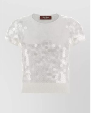 Max Mara Wool Sequin Short-Sleeve Jumper - White