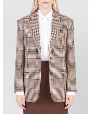FEDERICA TOSI Checked Oversized Single-Breasted Blazer - Natural