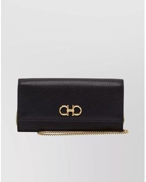 Ferragamo Gancini Shoulder Strap Wallet - Black