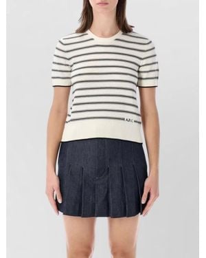 A.P.C. Striped Short-Sleeve Knit Top - White