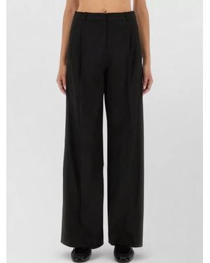 THE GARMENT Pluto Trousers Wide Leg Pleated Waistband - Black