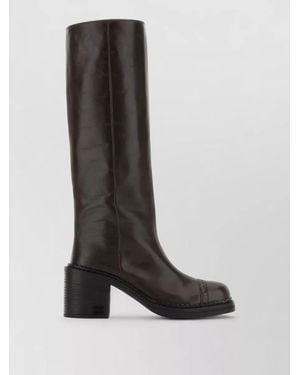 Miu Miu Leather Knee High Boots Block Heel - Multicolour