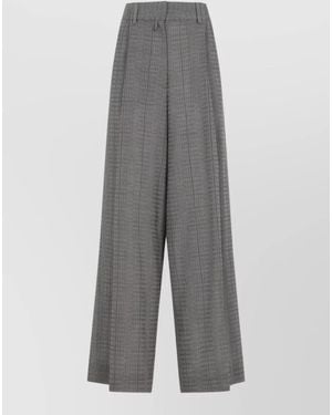 Dries Van Noten Wool Wide-Leg Trousers - Grey