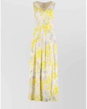 Calvin Klein Viscose Dress Midi Length Sleeveless Design - Yellow