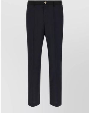 Marni Tropical Wool Tailored Crease Trousers Belt Loops - Blue