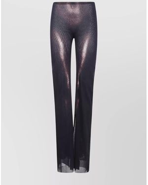 Jean Paul Gaultier Printed Mesh Straight-Leg Trousers - Blue