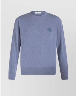 Etro Knitwear With Ribbed Cuffs And Hem - Blue