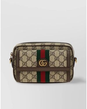 Gucci Coated Canvas Gg Supreme Messenger Bag - Grey