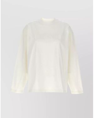 Jil Sander Cotton Oversized Logo Print Short Sleeve T-Shirt - White
