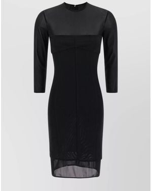 Pinko Dress Featuring Sheer Panel And 3/4 Sleeves - Black