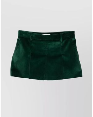Miu Miu High Waist Mini Skirt Front Pleats - Green