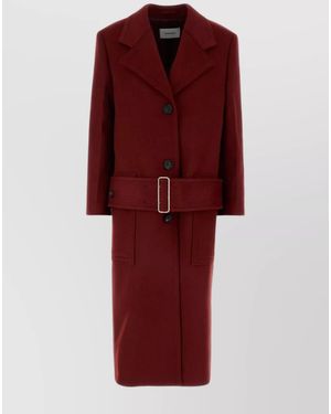 Ferragamo Cashmere Wool Single Breasted Coat - Red
