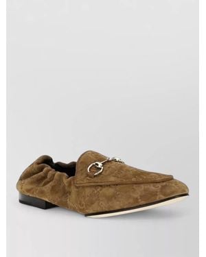 Gucci Leather Slip-On Loafers - Brown