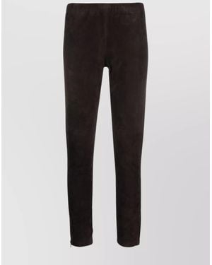 P.A.R.O.S.H. Suede Slim-Fit Trousers - Black