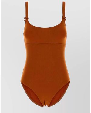 Eres Stretch Nylon Swimsuit Scoop Neckline - Brown