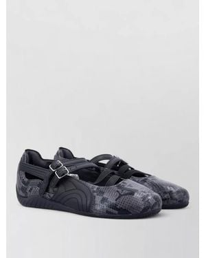 PUMA Leather Snake-Effect Ballerina Flats - Blue