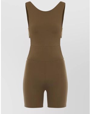Live The Process Technical Fabric Jumpsuit Scoop Neck Stretch - Green